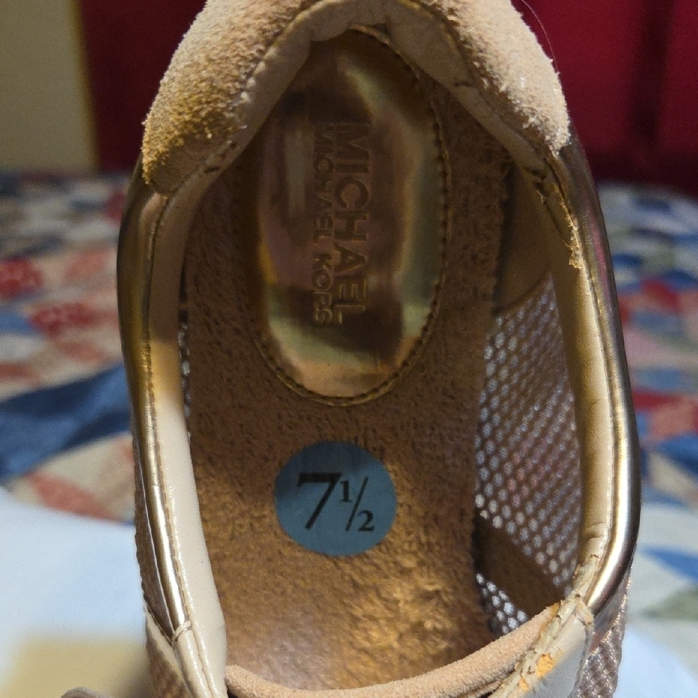 Michael Kors Women's Tan Sneakers with Gold Accents - Picture 5 of 6